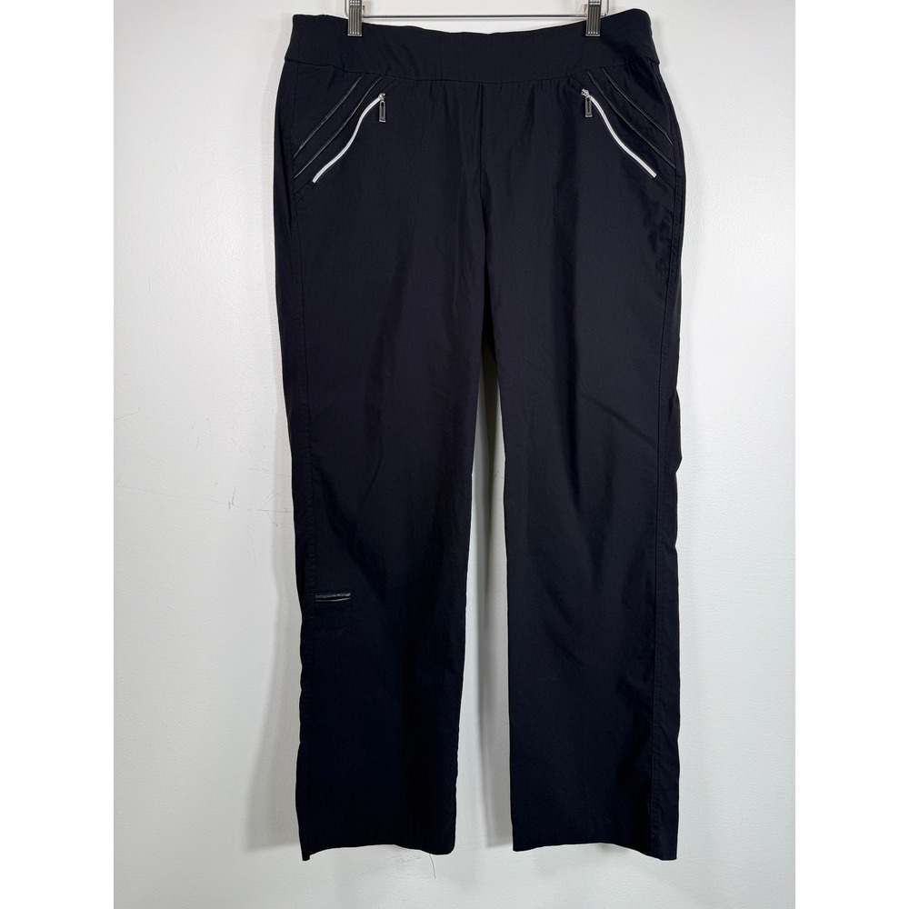 Jamie Sadock Womens Sz 18 Black Pull On Tech Golf Pants Straight Leg Zipper